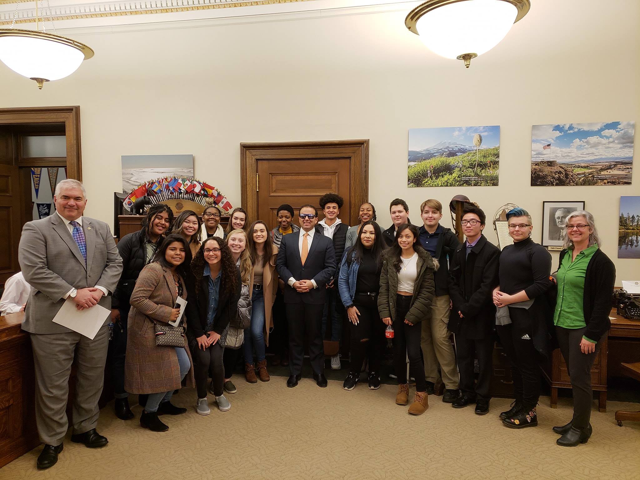 Judge Dave Larson with a group at the courthouse