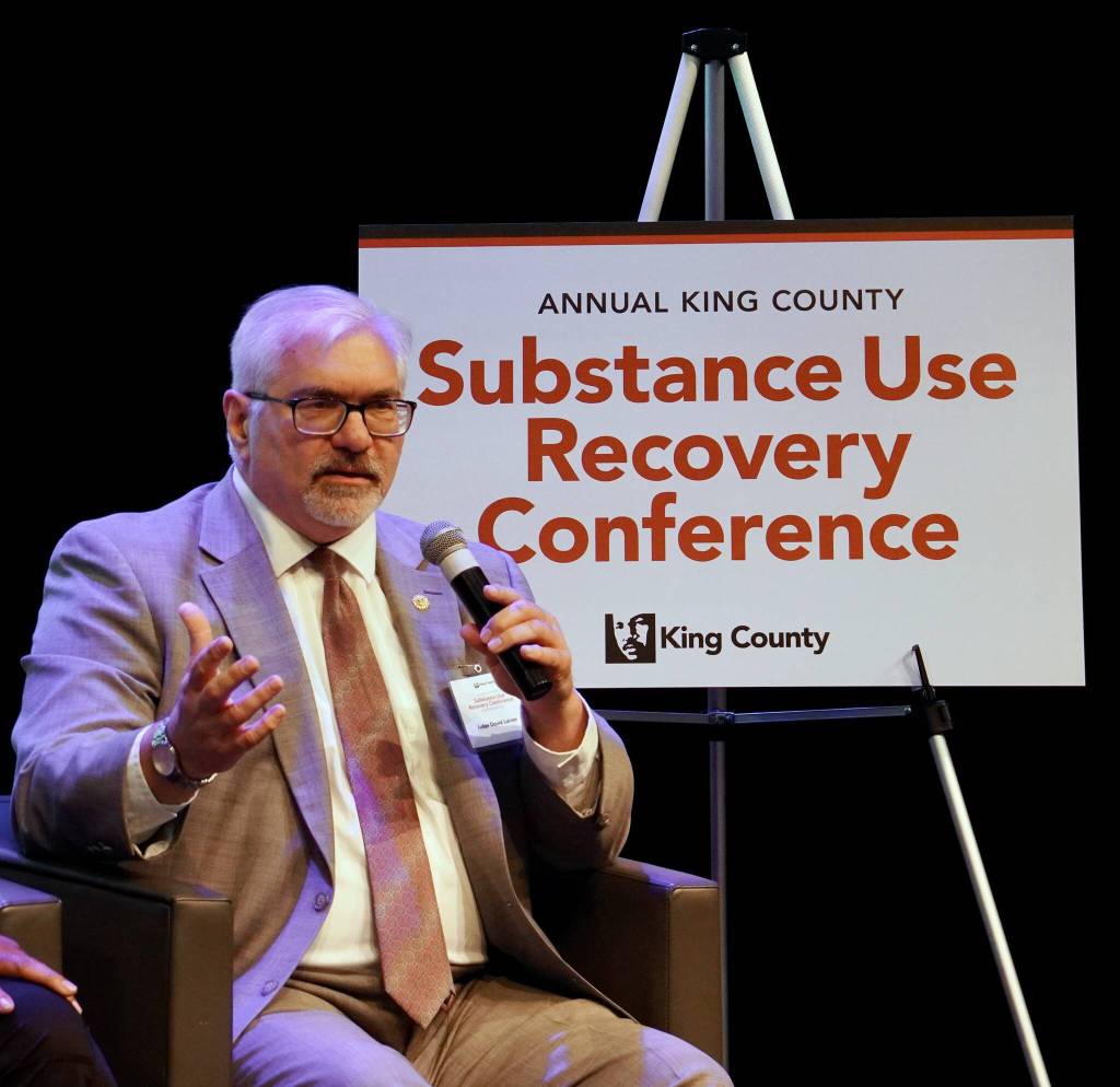 Judge Dave Larson speaking at a Federal Way recovery conference