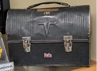 Joe Larson's lunch pail, which Dave keeps in his office