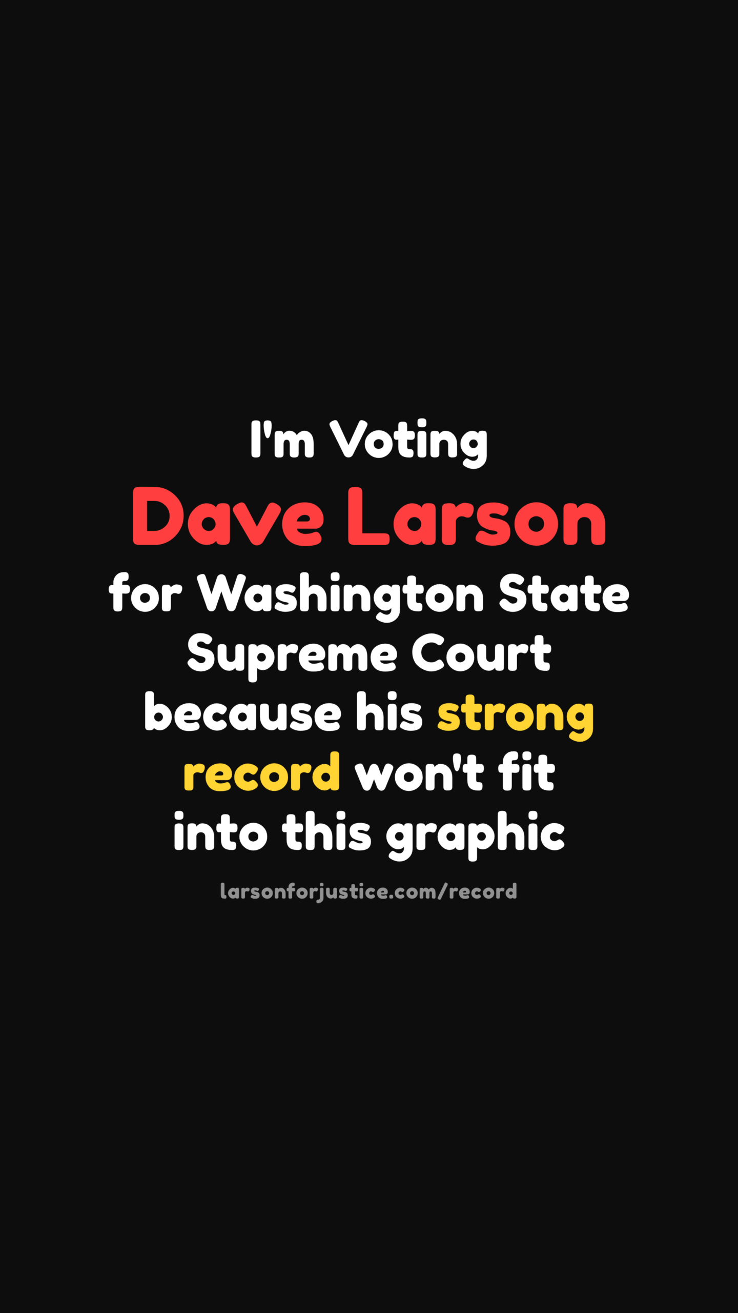Lengthy-record t-shirt style graphic for Dave Larson, vertical story format